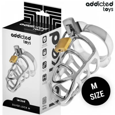 Addicted Toys Silver Lock – Gabbia di castità in metallo, taglia M