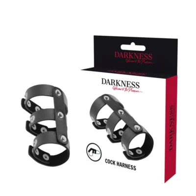 Anello Doppio Darkness – Cock harness regolabile in similpelle
