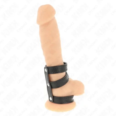 Anello per pene Kink – Tripla fascia in pelle a pressione