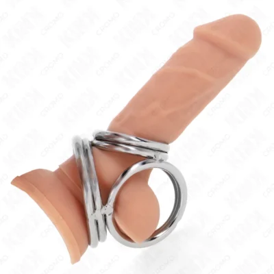Anello per pene Kink – Triplo in metallo cromato 3,8-5 cm