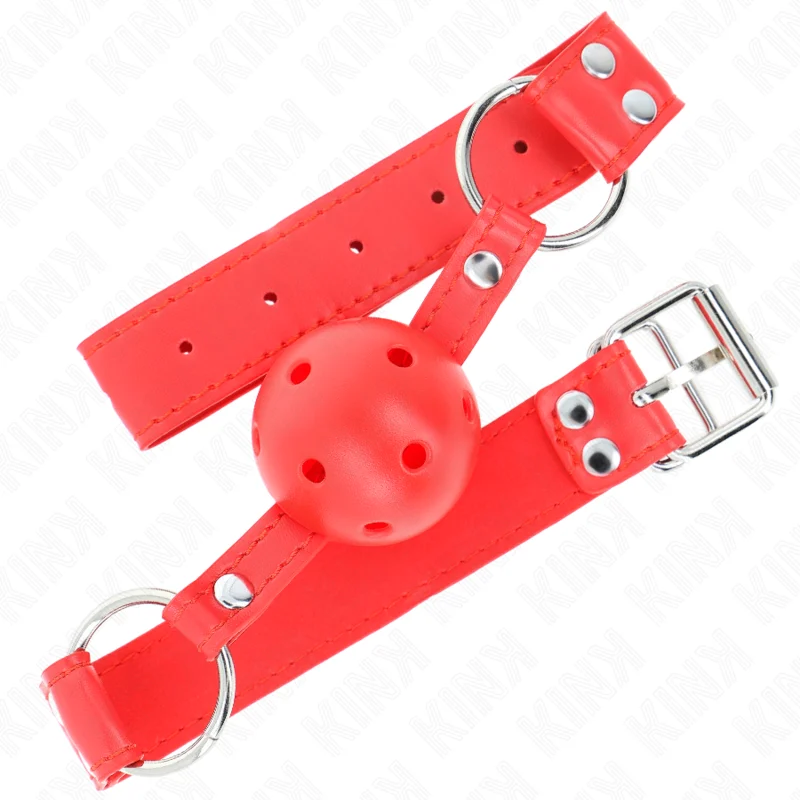 Ball Gag Kink – Bavaglio a sfera rosso con cinturino regolabile – foto 2