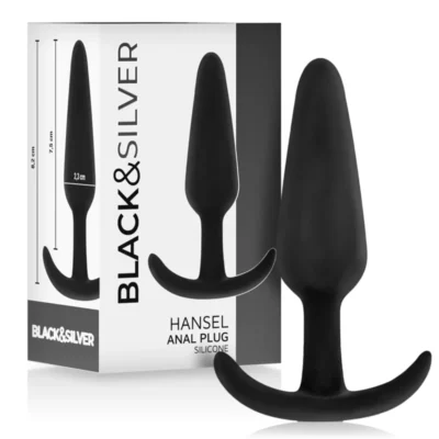 Black&Silver Hansel – Plug anale piccolo in silicone con maniglia