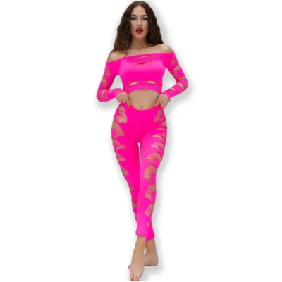 Chilirose CR 4632 – Set top e leggings senza cuciture fucsia