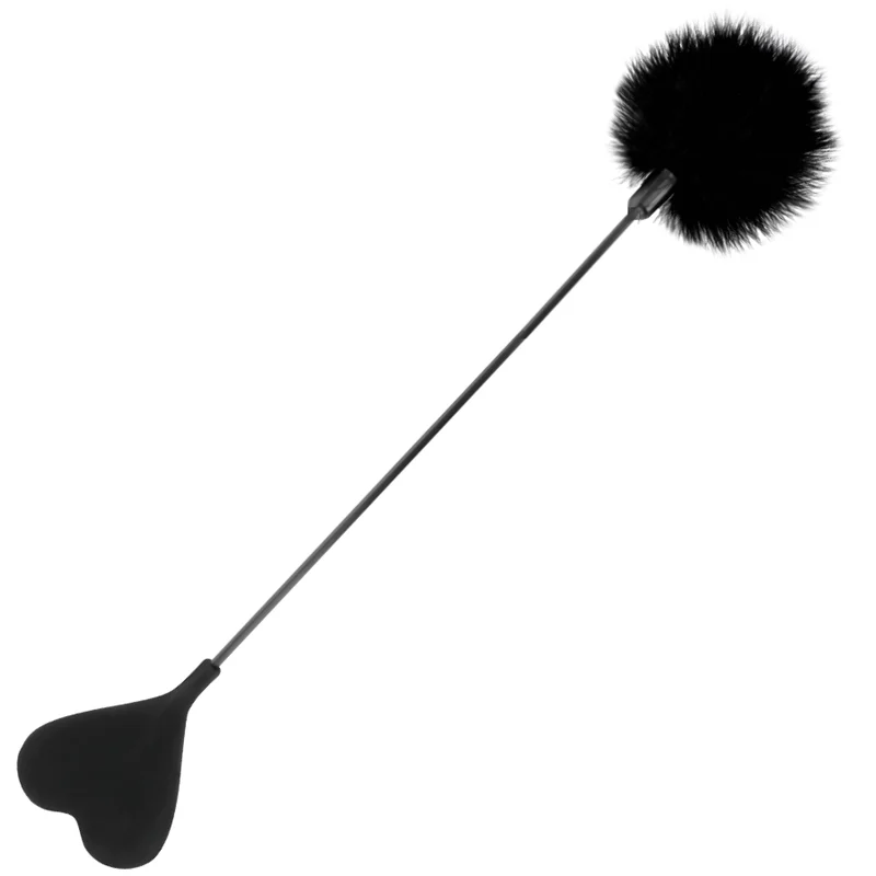Darkness Black Love – Frusta di piume con paddle a cuore
