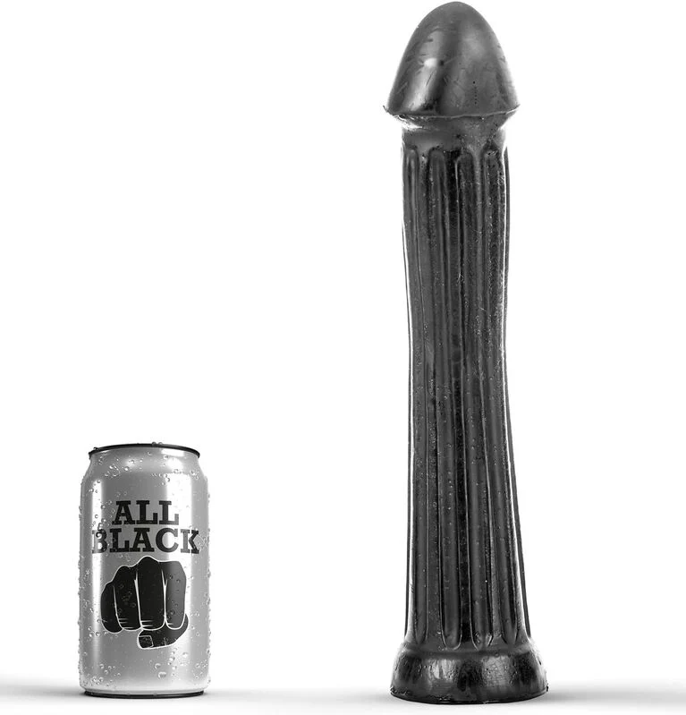 Dildo All Black 31 cm – Realistico scanalato con base