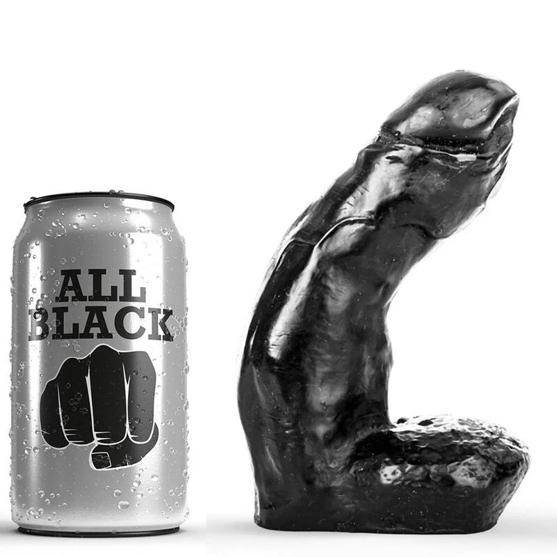 Dildo realistico All Black – Compatto, 15 cm con testicoli