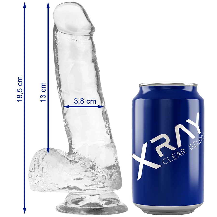 Dildo X Ray – Realistico trasparente con ventosa, 18,5 cm