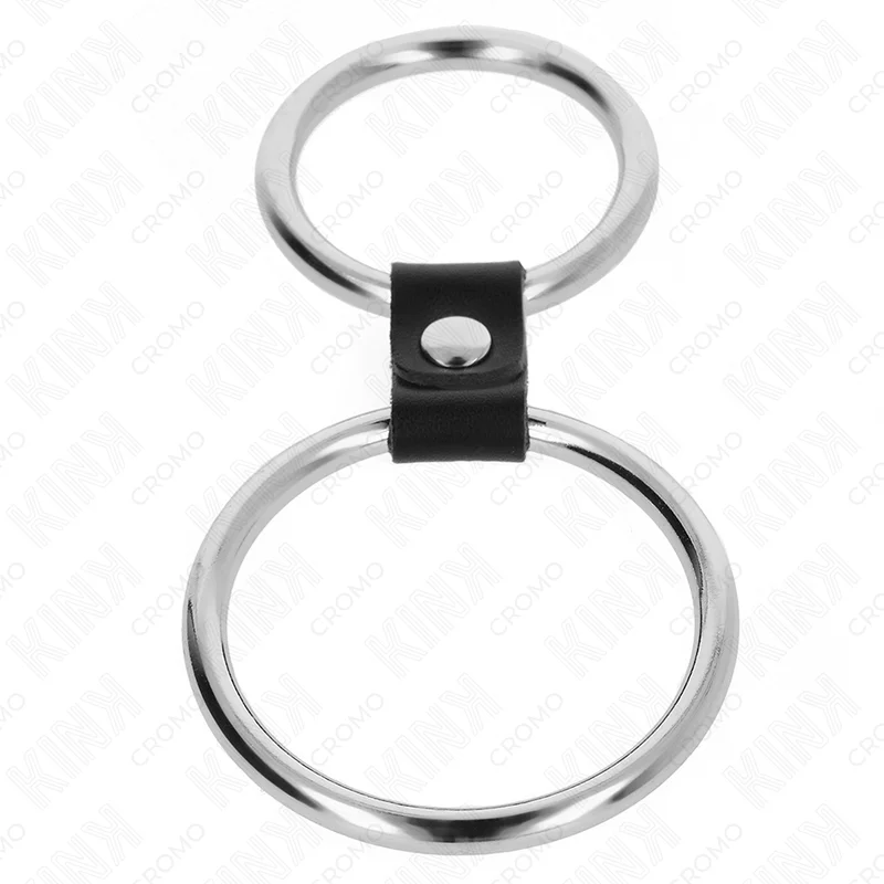 Doppio anello Kink – Anello per pene in metallo e pelle – foto 3