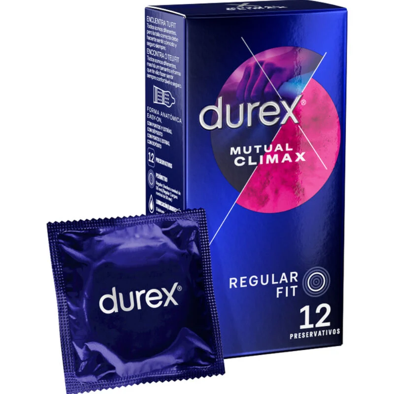 Durex Mutual Climax – Preservativi con punti e rilievi, 12 pezzi