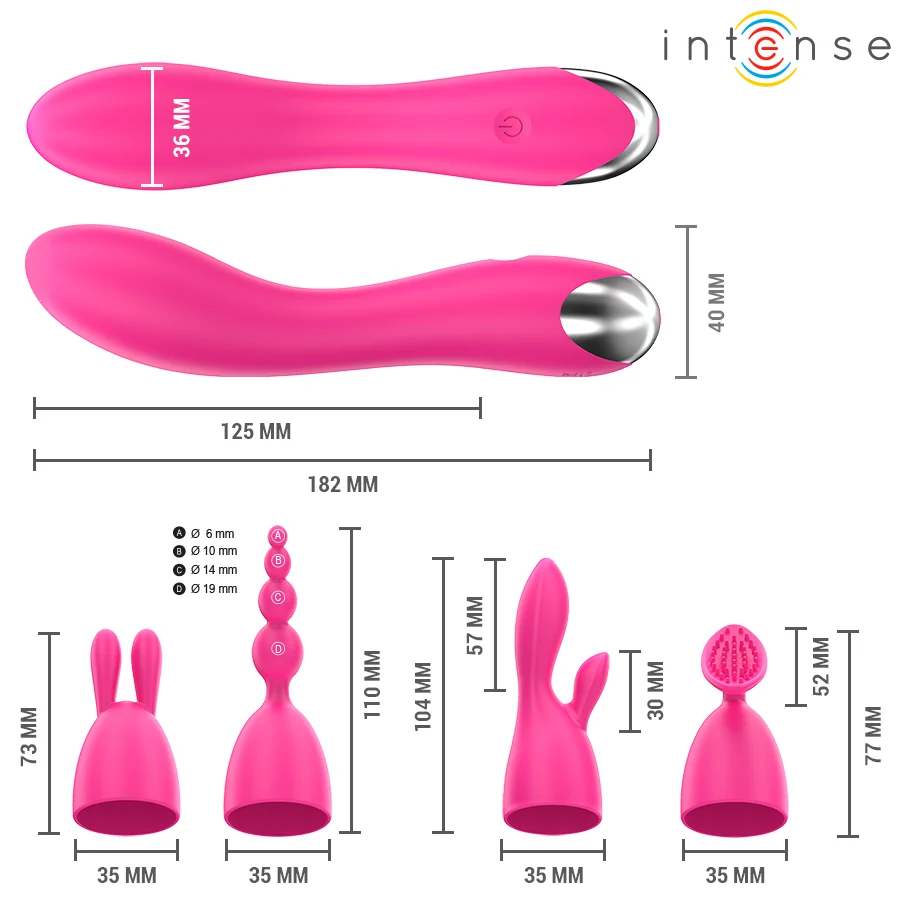 Intense Cher – Vibratore con 4 testine intercambiabili – foto 3