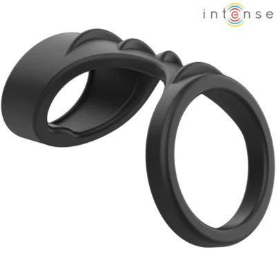 Intense Theo – Doppio anello per pene in silicone nero