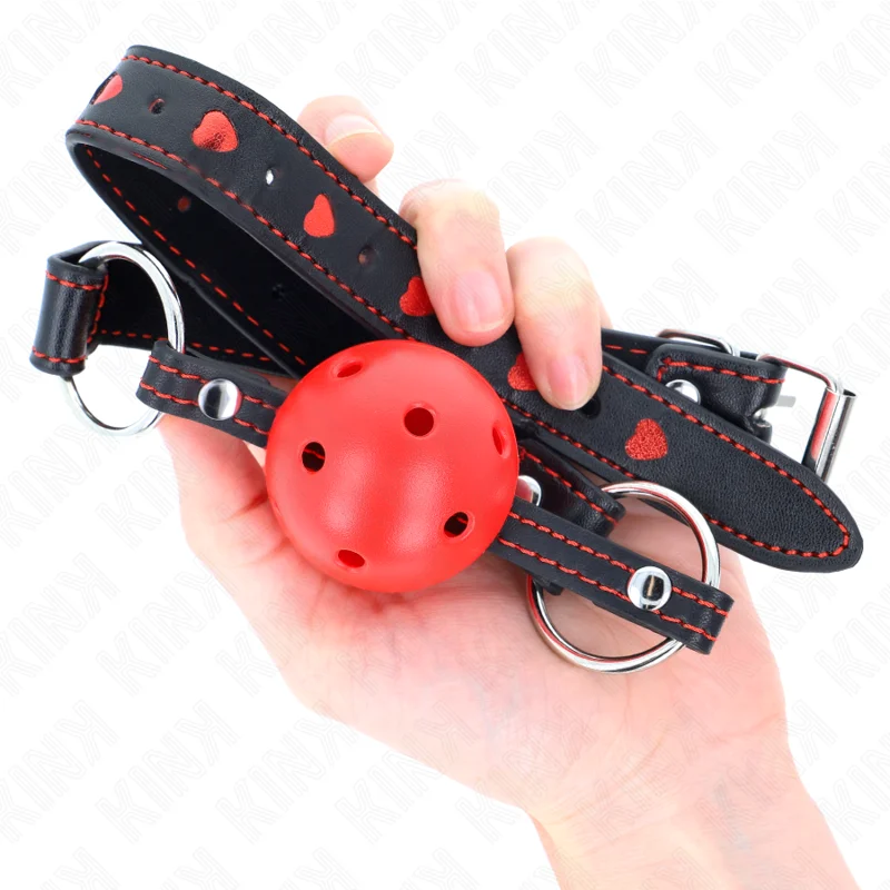 Kink Ball Gag Hollow – Bavaglio a sfera rossa forata – foto 4