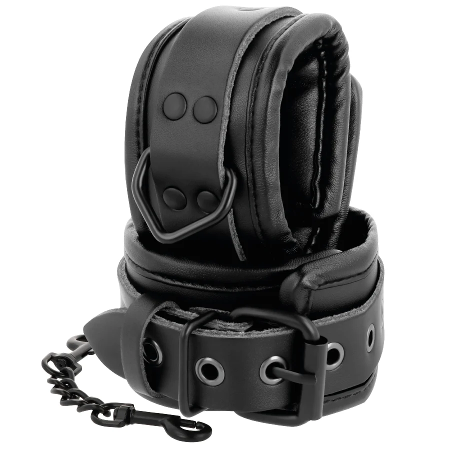 Manette Darkness – Cavigliere regolabili in ecopelle nera – foto 3