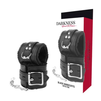 Manette Darkness – Polsiere rivestite in pelliccia nera