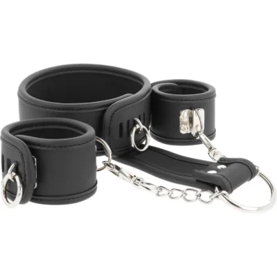 Manette Fetish Submissive – Set collare e polsini con catena