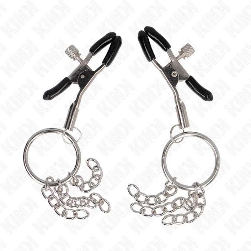Morsetti per capezzoli Kink – O ring e catenella argento – foto 2