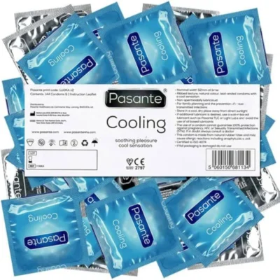 Pasante Cooling – Preservativi rinfrescanti a coste, 144 pezzi