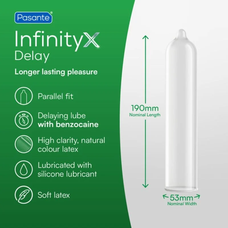 Pasante InfinityX Delay – Preservativi ritardanti, 12 pezzi – foto 3