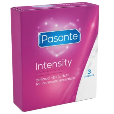 Pasante Intensity – Preservativi con nervature e punti (3 pz)