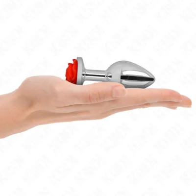 Plug anale Kink – Butt plug in acciaio con rosa rossa, taglia M