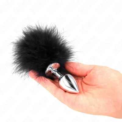 Plug Anale Kink con Piuma Nera – Acciaio Inox