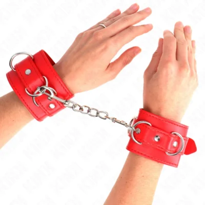Polsiere Kink – Manette rosse regolabili con 3 anelli a D
