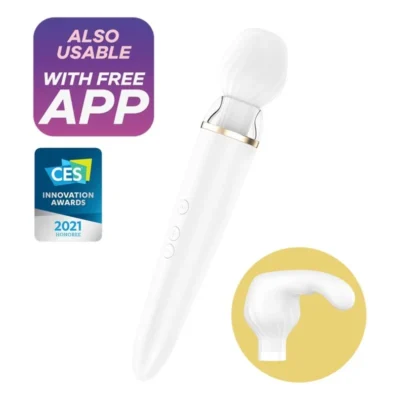 Satisfyer Double Wander – Wand bianco con app e due testine