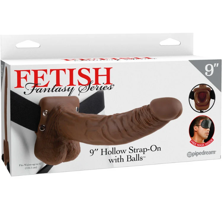 Strap-On Cavo Fetish Fantasy – Dildo 22,9 cm con sfere marrone