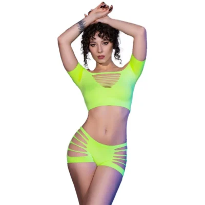 Top e Shorts Chilirose – Completino sexy verde neon